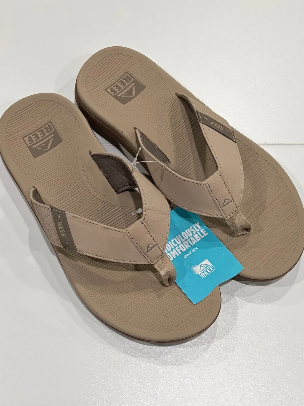 Reef Men's Size 12 Santa Ana Sandals Flip Flops Tan NWT Sand Vegan Leather Strap
